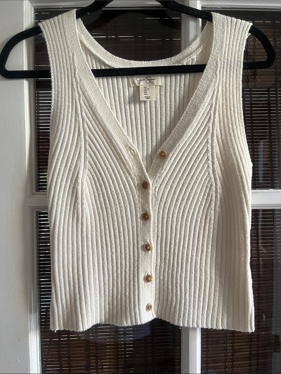 Jessica Simpson Jackets & Blazers - Joie Cream Ribbed Button-Front Knit Tank